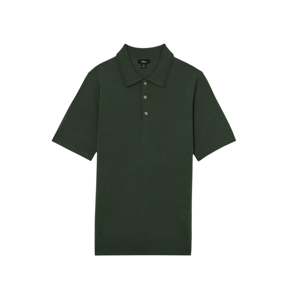 REISS Manor Merino Wool Short-Sleeve Polo Shirt